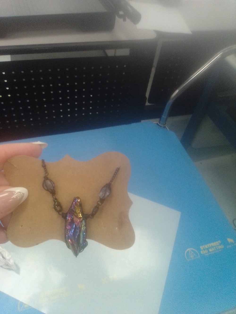 Iridescent Aura Crystal Pendant Necklace - Women Jewelry